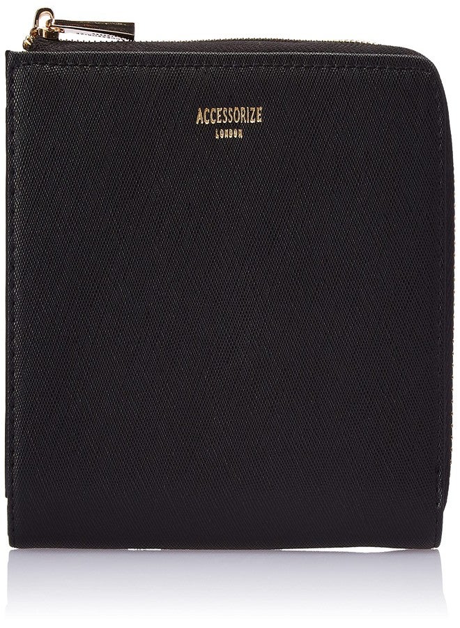 أكسيسورايز محفظة كبيرة من الجلد الصناعي الأسود بنقشة جلد الزواحف من أكسسورايز لندن للنساء - Image 1